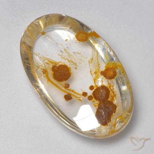 Quartzo Com Marcassita Multicolorido Natural 27.58ct, oval, Transparente