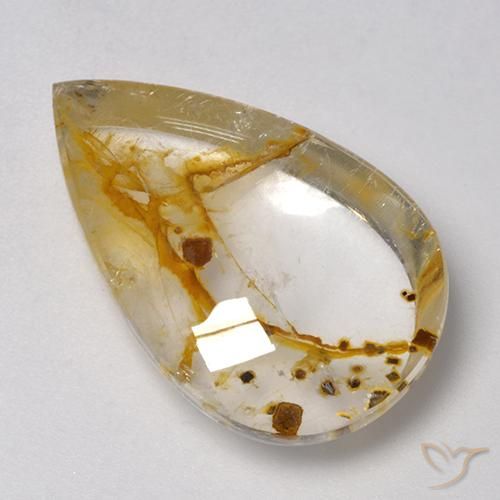 Quartzo Com Marcassita Multicolorido Natural 21.80ct, Formato de pêra, Transparente