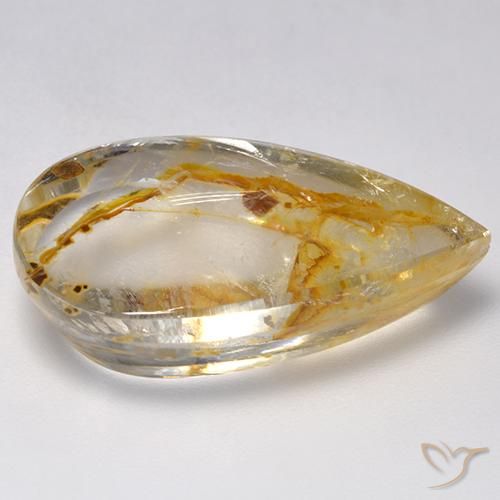 Quartzo Com Marcassita Multicolorido Natural 21.80ct, Formato de pêra, Transparente