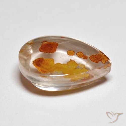 Quartzo Com Marcassita Multicolorido Natural 9.42ct, Formato de pêra, Transparente