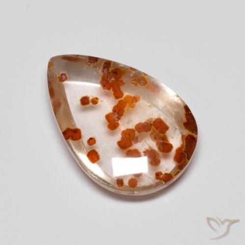 Quartzo Com Marcassita Multicolorido Natural 6.01ct, Formato de pêra, Transparente