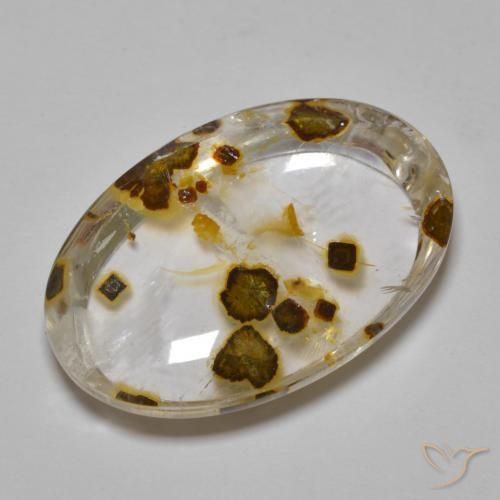 Quartzo Com Marcassita Multicolorido Natural 29.44ct, oval, Transparente