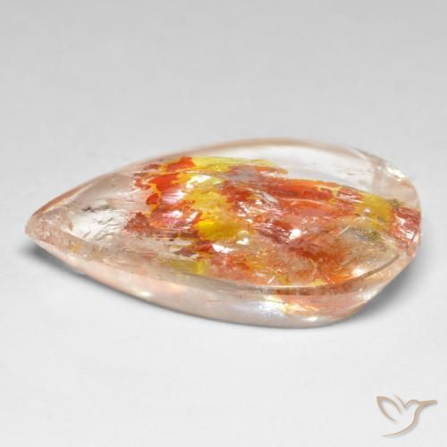 Quartzo Com Marcassita Multicolorido Natural 37.46ct, Formato de pêra, Transparente