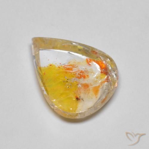4.45ct Natural Multicolorido Quartzo Com Marcassita, Formato de pêra, Transparente