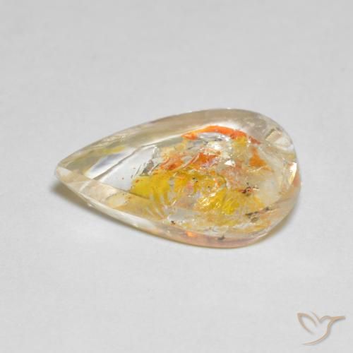 Quartzo Com Marcassita Multicolorido Natural 4.45ct, Formato de pêra, Transparente