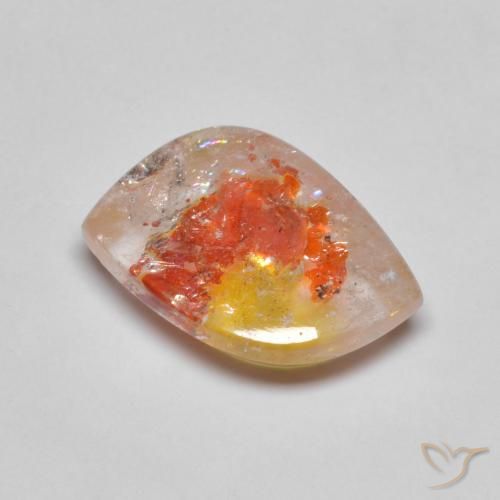 Quartzo com marcasita multicolorido natural 5,96ct, forma extravagante, transparente
