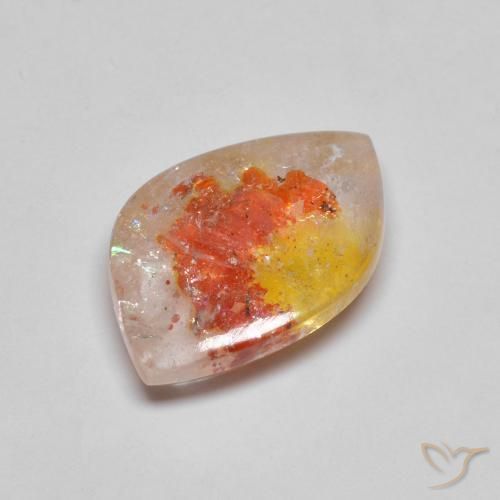 Quartzo com marcasita multicolorido natural 5,96ct, forma extravagante, transparente
