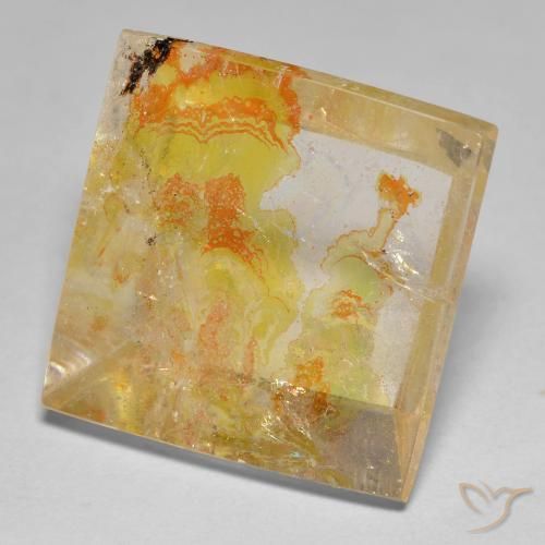 Quartzo Com Marcassita Amarelo dourado Natural 21.57ct, Quadrado, Transparente
