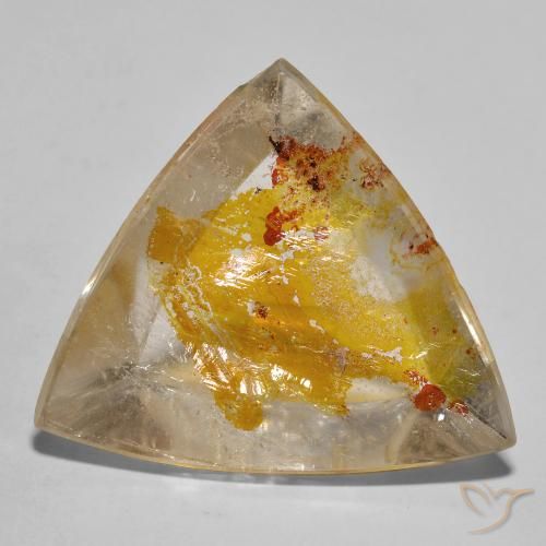 Quartzo Com Marcassita Amarelo dourado Natural 27.02ct, Trilhão, Transparente