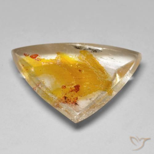 Quartzo Com Marcassita Amarelo dourado Natural 27.02ct, Trilhão, Transparente