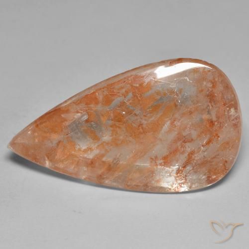 26.01ct Natural laranja avermelhado Quartzo Com Marcassita, Formato de pêra, Transparente