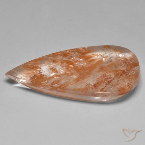Quartzo Com Marcassita laranja avermelhado Natural 26.01ct, Formato de pêra, Transparente