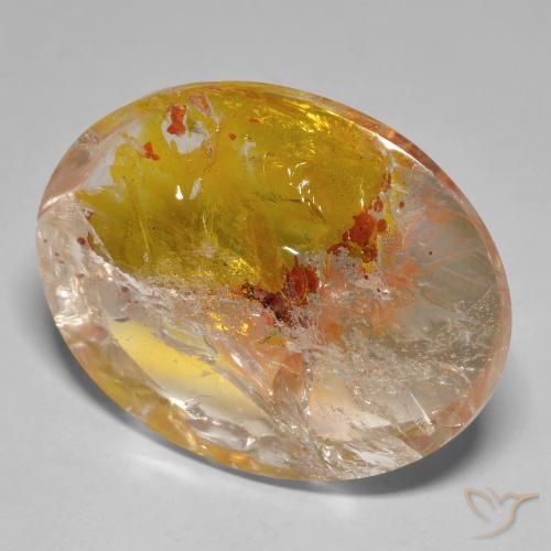 Quartzo Com Marcassita Multicolorido Natural 44.84ct, oval, Transparente