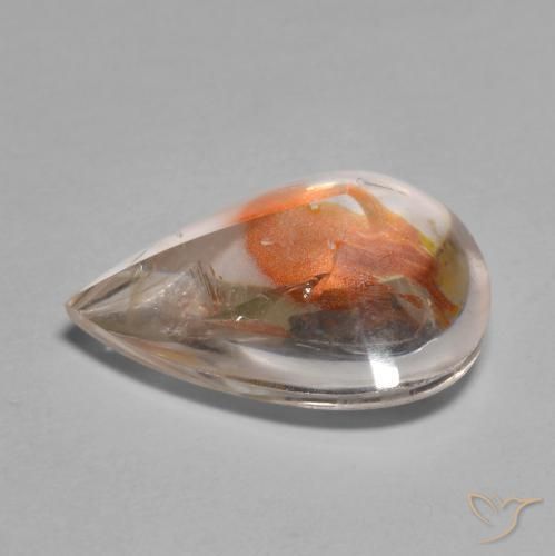 Quartzo Com Marcassita Multicolorido Natural 6.17ct, Formato de pêra, Transparente