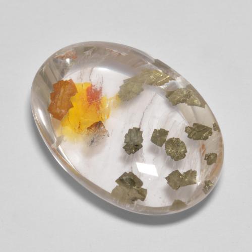 Quartzo Com Marcassita Multicolorido Natural 17.03ct, Corte Oval, Transparente