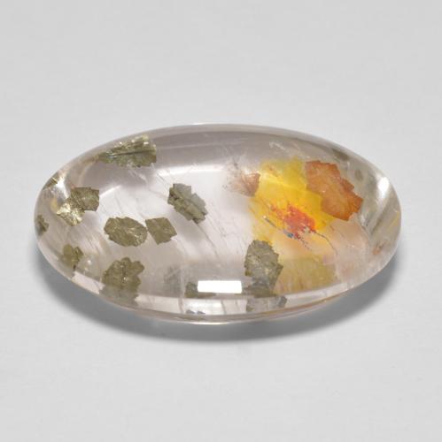 Quartzo Com Marcassita Multicolorido Natural 17.03ct, Corte Oval, Transparente