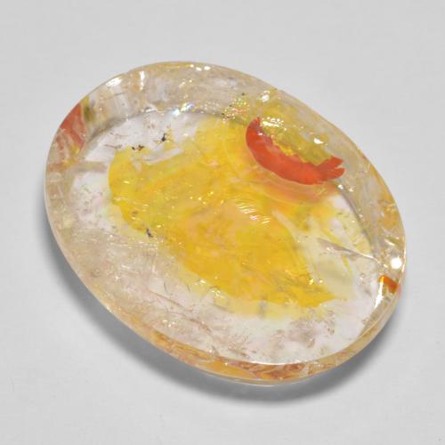 Quartzo com marcasita dourado natural 22,71ct, corte oval, transparente