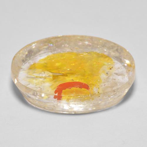 Quartzo com marcasita dourado natural 22,71ct, corte oval, transparente