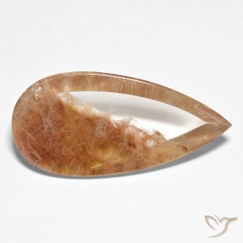 10.47ct Natural Multicolorido Quartzo Com Marcassita, Formato de pêra, Transparente