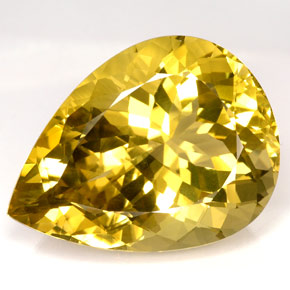 Quartzo amarelo natural 126,30ct, formato de pêra, IF