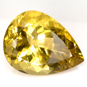 Quartzo amarelo natural 126,30ct, formato de pêra, IF