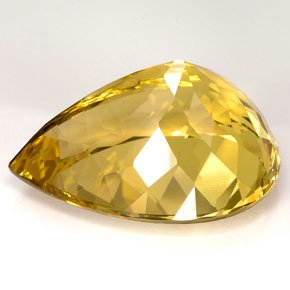 Quartzo amarelo natural 126,30ct, formato de pêra, IF