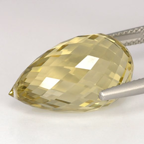 Quartzo amarelo natural 15,28ct, briolete, VVS-VS