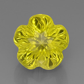 Quartzo amarelo natural 12,53ct, corte flor, transparente
