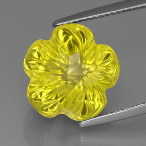 Quartzo amarelo natural 12,53ct, corte flor, transparente