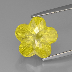 Quartzo amarelo natural 9,84ct, corte flor, transparente