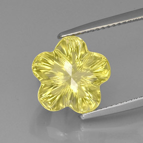 Quartzo amarelo natural 6,62ct, corte flor, transparente