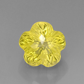 Quartzo amarelo natural 7,86ct, corte flor, transparente