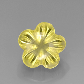 Quartzo amarelo natural 6,83ct, corte flor, transparente