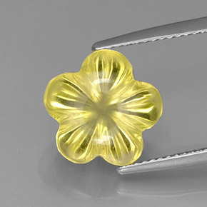 Quartzo amarelo natural 6,83ct, corte flor, transparente