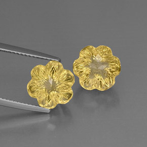 Pedras preciosas de quartzo amarelo natural de  ct, corte flor, transparente