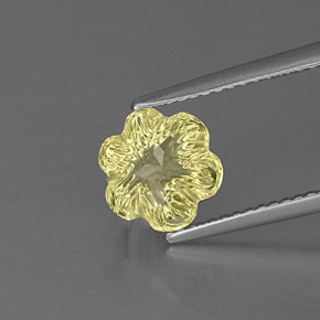 Quartzo amarelo natural 2,42ct, corte flor, transparente