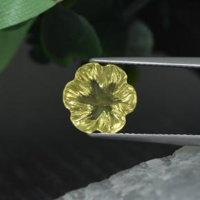 Quartzo amarelo natural 3,43ct, corte flor, transparente