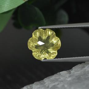Quartzo amarelo natural 3,43ct, corte flor, transparente