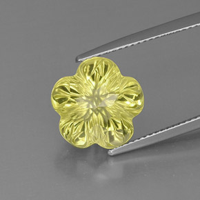 Quartzo amarelo natural 7,35ct, corte flor, transparente