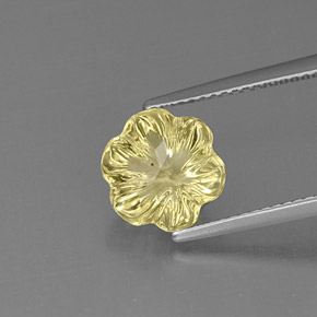 Quartzo amarelo natural 2,98ct, corte flor, transparente