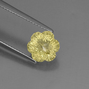 Quartzo amarelo natural 2,57ct, corte flor, transparente