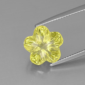 Quartzo amarelo natural 6,47ct, corte flor, transparente