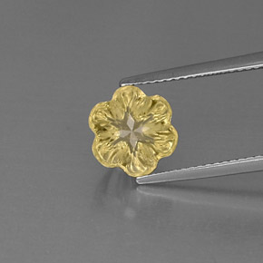 Quartzo amarelo natural 2,93ct, corte flor, transparente