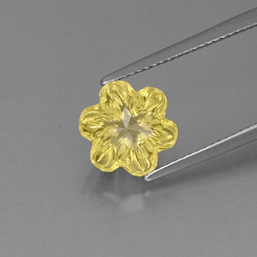Quartzo amarelo natural 3,66ct, corte flor, transparente