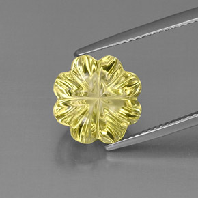 Quartzo amarelo natural 7,42ct, corte flor, transparente