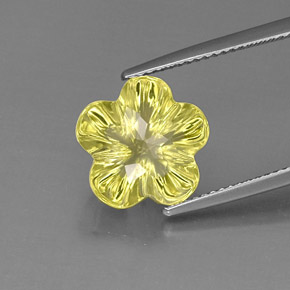 Quartzo amarelo natural 6,69ct, corte flor, transparente