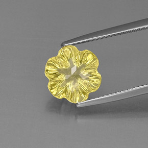 Quartzo amarelo natural 3,40ct, corte flor, transparente