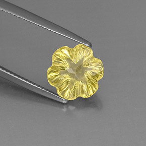 Quartzo amarelo natural 3,40ct, corte flor, transparente