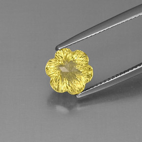 Quartzo amarelo natural 2,67ct, corte flor, transparente