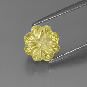 Quartzo amarelo natural 6,10ct, corte flor, transparente